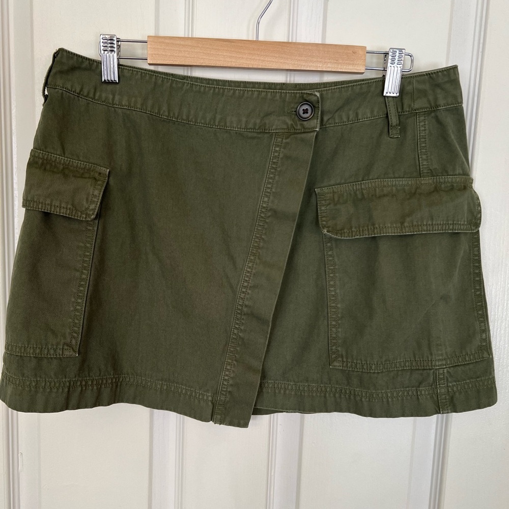 Universal Thread Olive Cargo Mini Skirt Size 12 Utility Cotton Wrap Style
